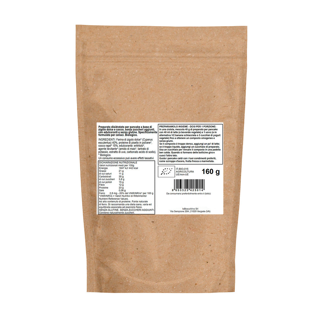 Preparato Bio per Pancake Proteici al Cocco e Chufa Senza Glutine 160g