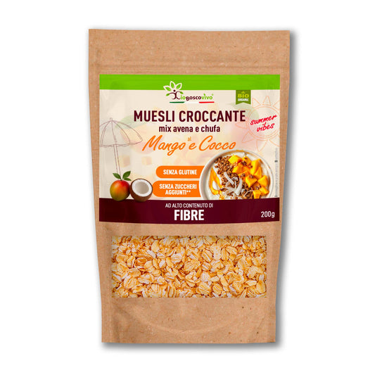 Muesli Croccante Bio Mango e Cocco | Senza Glutine, Zero Zuccheri Aggiunti 200g