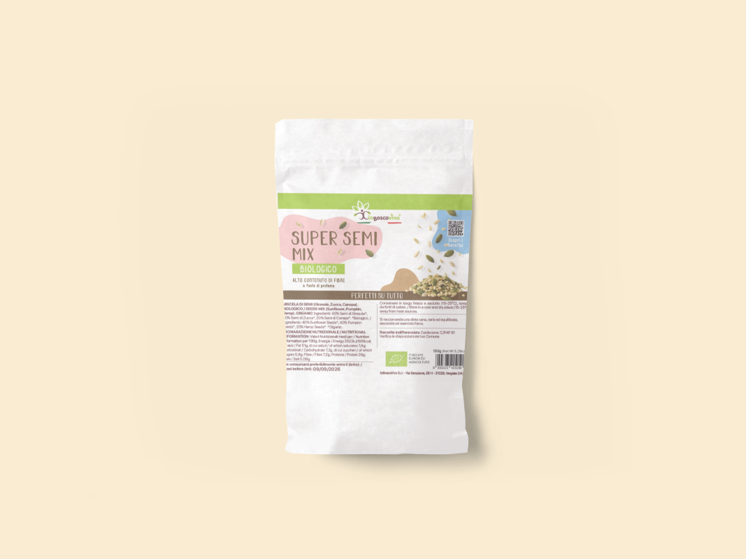 Supersemi Mix Bio - Girasole, Zucca, Canapa | Ricco di Fibre e Fonte di Proteine