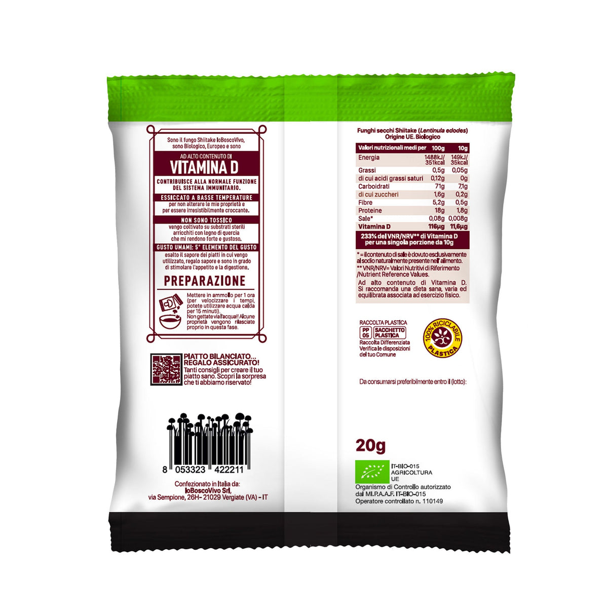 Funghi Shiitake BIO Secchi a Fette 20g | Vitamina D Naturale — Gusto Umami - IoBoscoVivo Srl