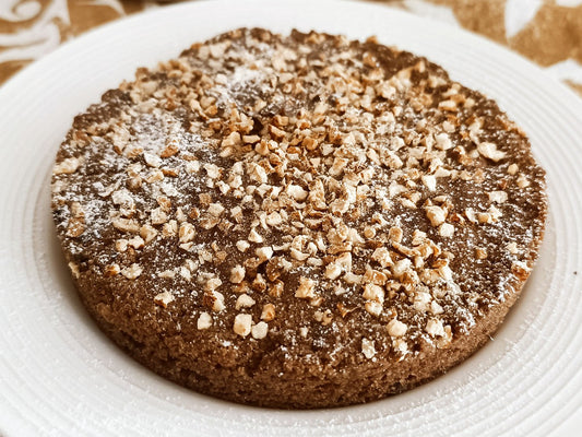 Torta monoporzione con Farina di Chufa e Chufa Crunchy al Cocco e Cacao