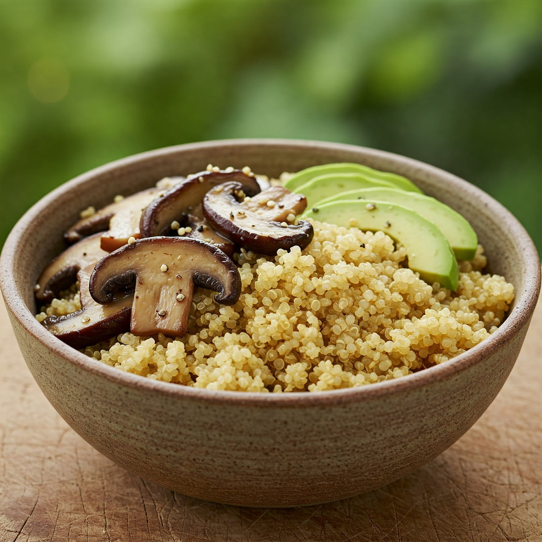 Bowl di Quinoa con Shiitake Saltati e Avocado - IoBoscoVivo Srl