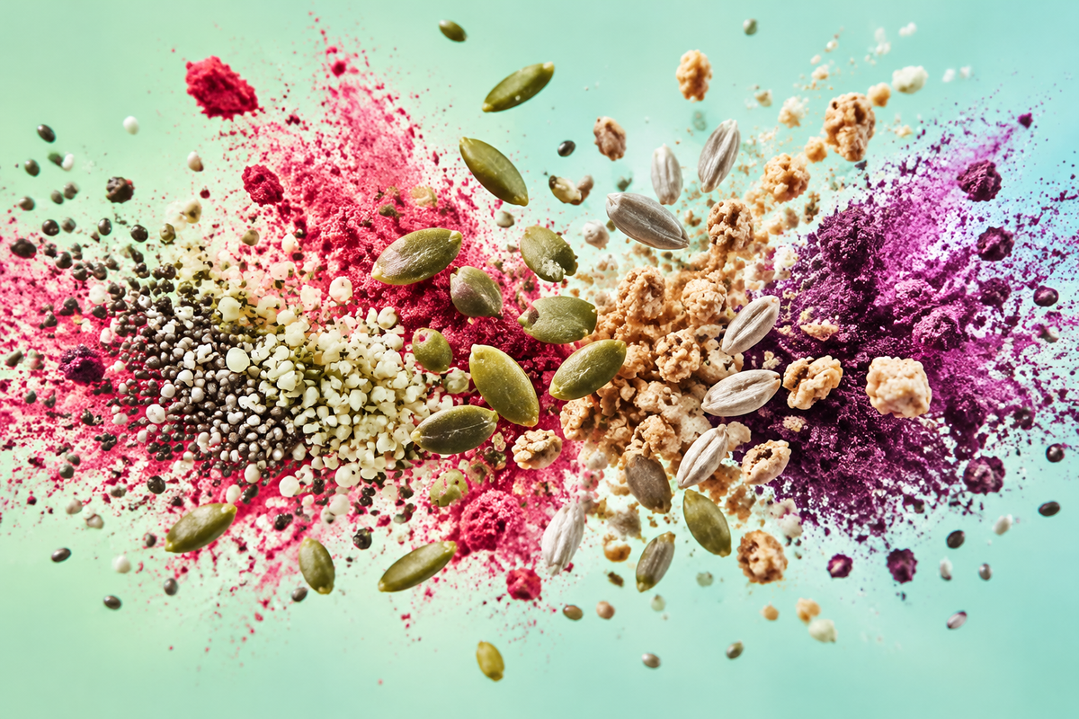 esplosione di ingredienti alimentari bio