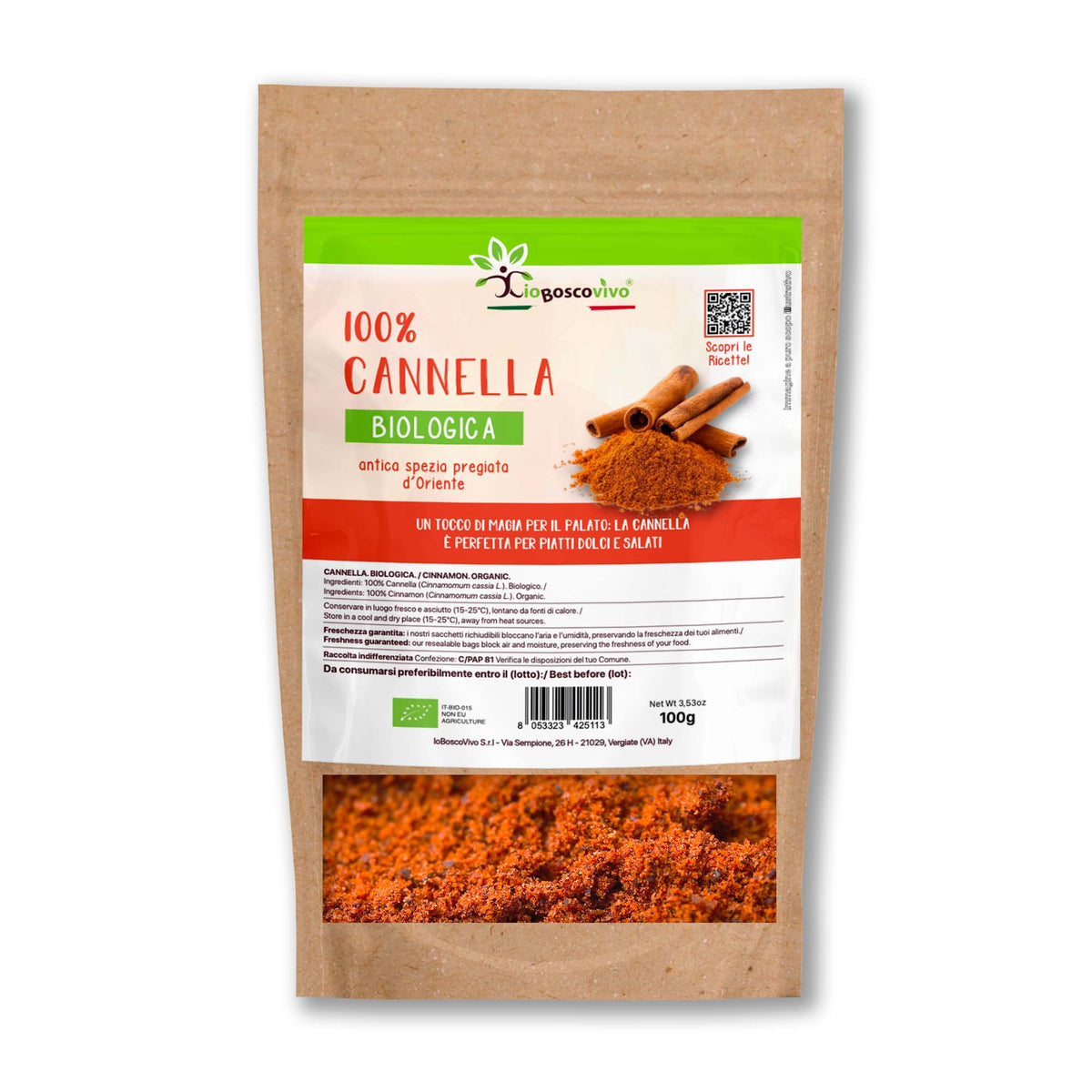 100% Cannella in polvere BIO - 100g - IoBoscoVivo Srl