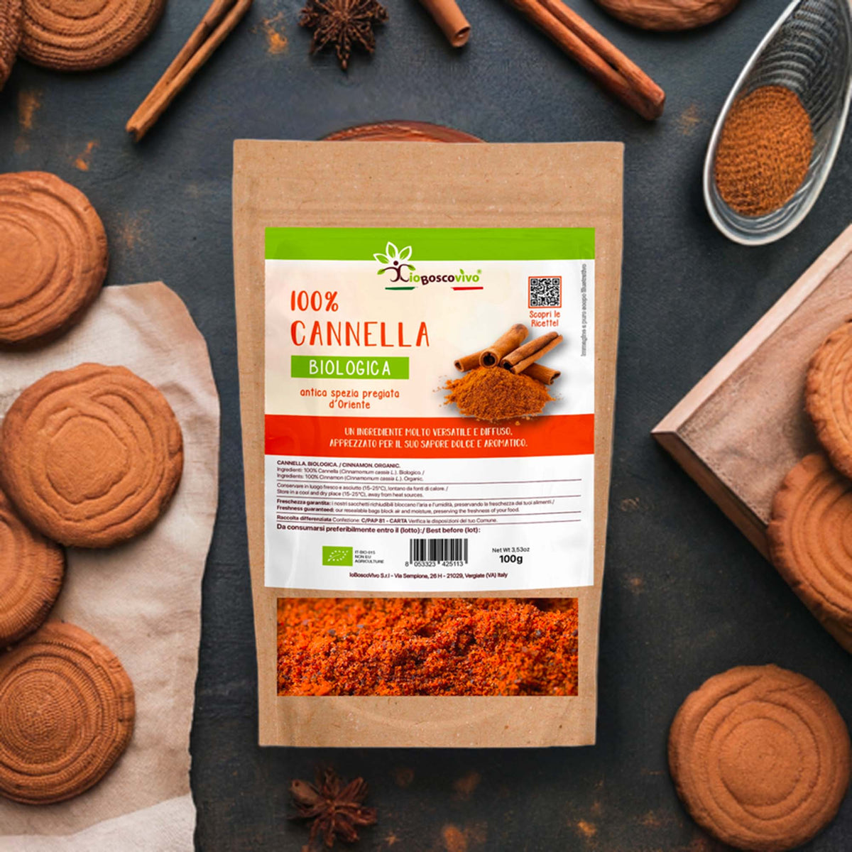 100% Cannella in polvere BIO - 100g - IoBoscoVivo Srl