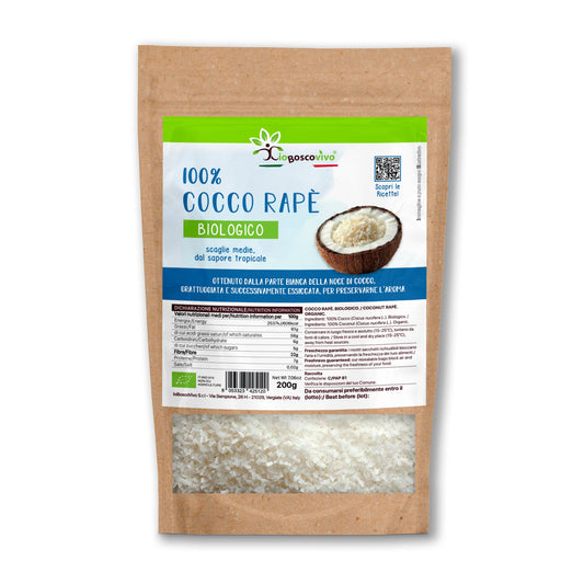 100% Cocco rape’ BIO scaglie piccole, 200g Ideale per Dieta Chetogenica - IoBoscoVivo Srl