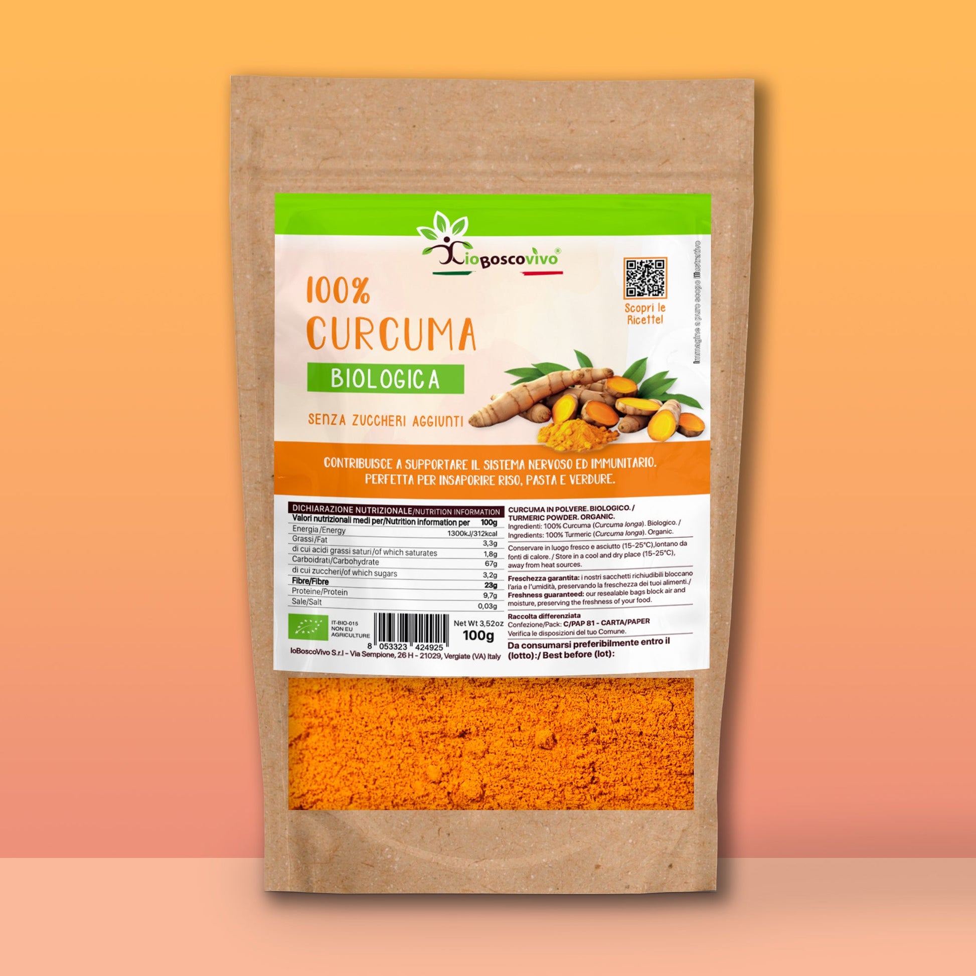 100% Curcuma in polvere BIO - 100g - IoBoscoVivo Srl