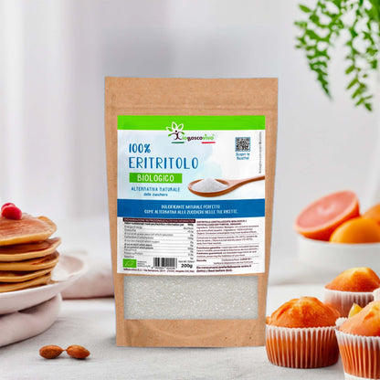 100% Eritritolo in cristalli fini BIO - 200g - Zero Calorie - Ideale per Dieta Chetogenica - IoBoscoVivo Srl