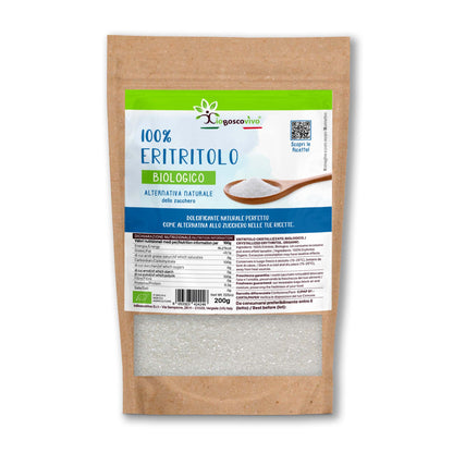 100% Eritritolo in cristalli fini BIO - 200g - Zero Calorie - Ideale per Dieta Chetogenica - IoBoscoVivo Srl