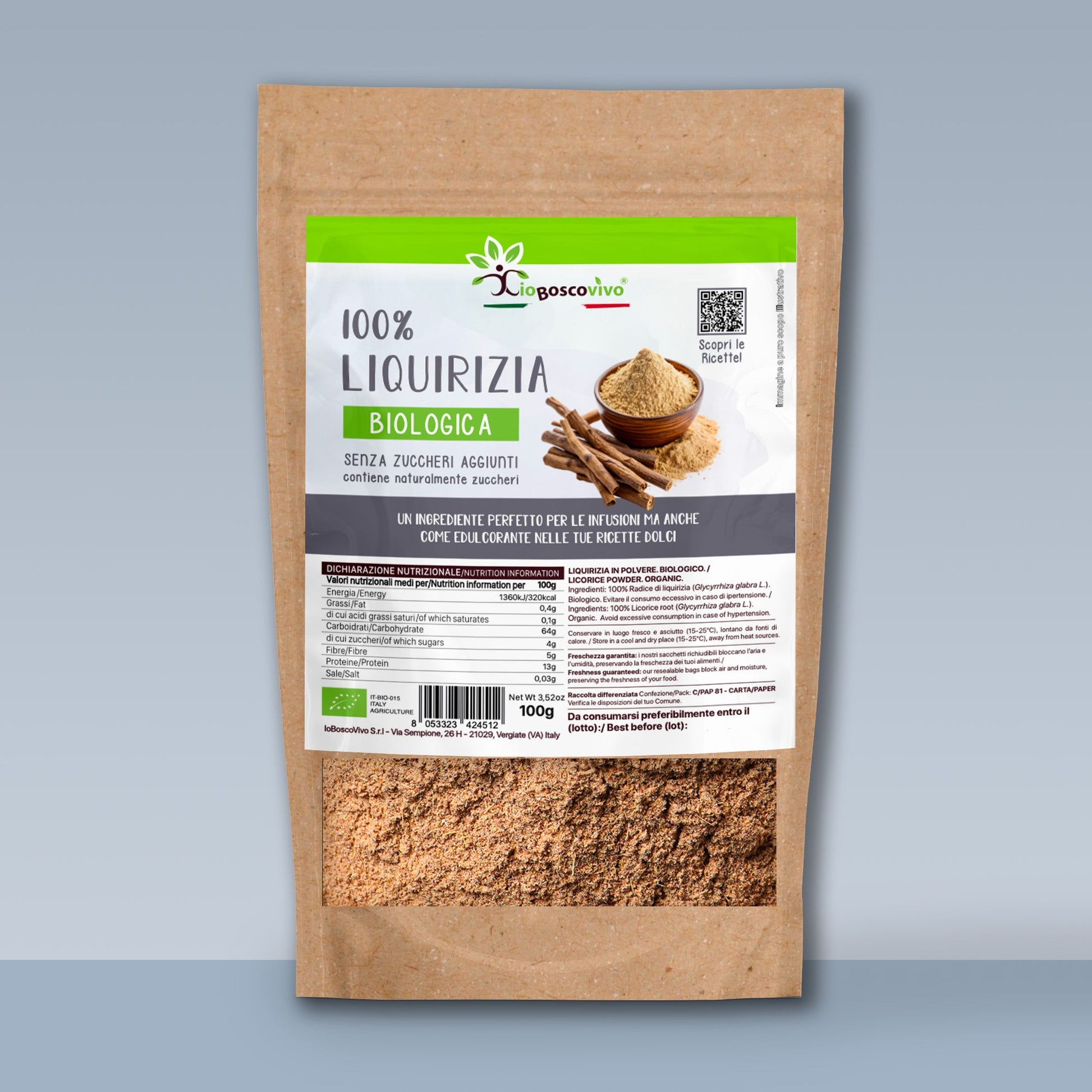 100% Liquirizia in polvere BIO - 100g - IoBoscoVivo Srl
