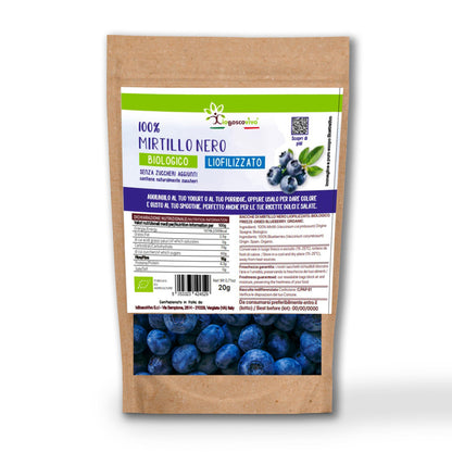 100% Mirtillo Nero intero liofilizzato BIO - 20g - IoBoscoVivo Srl