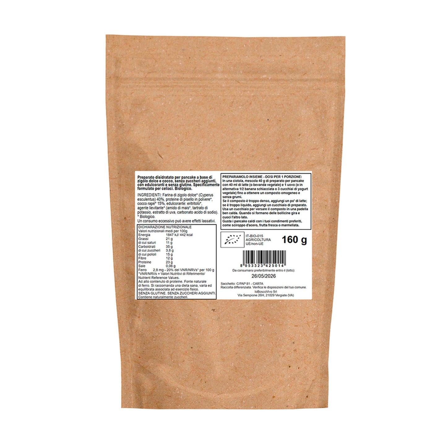 Bio-Kokosnuss- und Erdmandel-Protein-Pfannkuchenmischung, glutenfrei