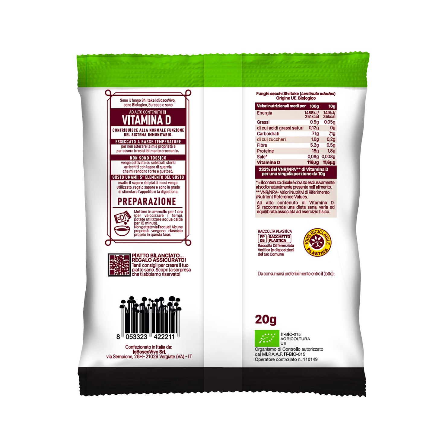 Bio getrocknete Shiitake-Pilze in Scheiben, 20 g