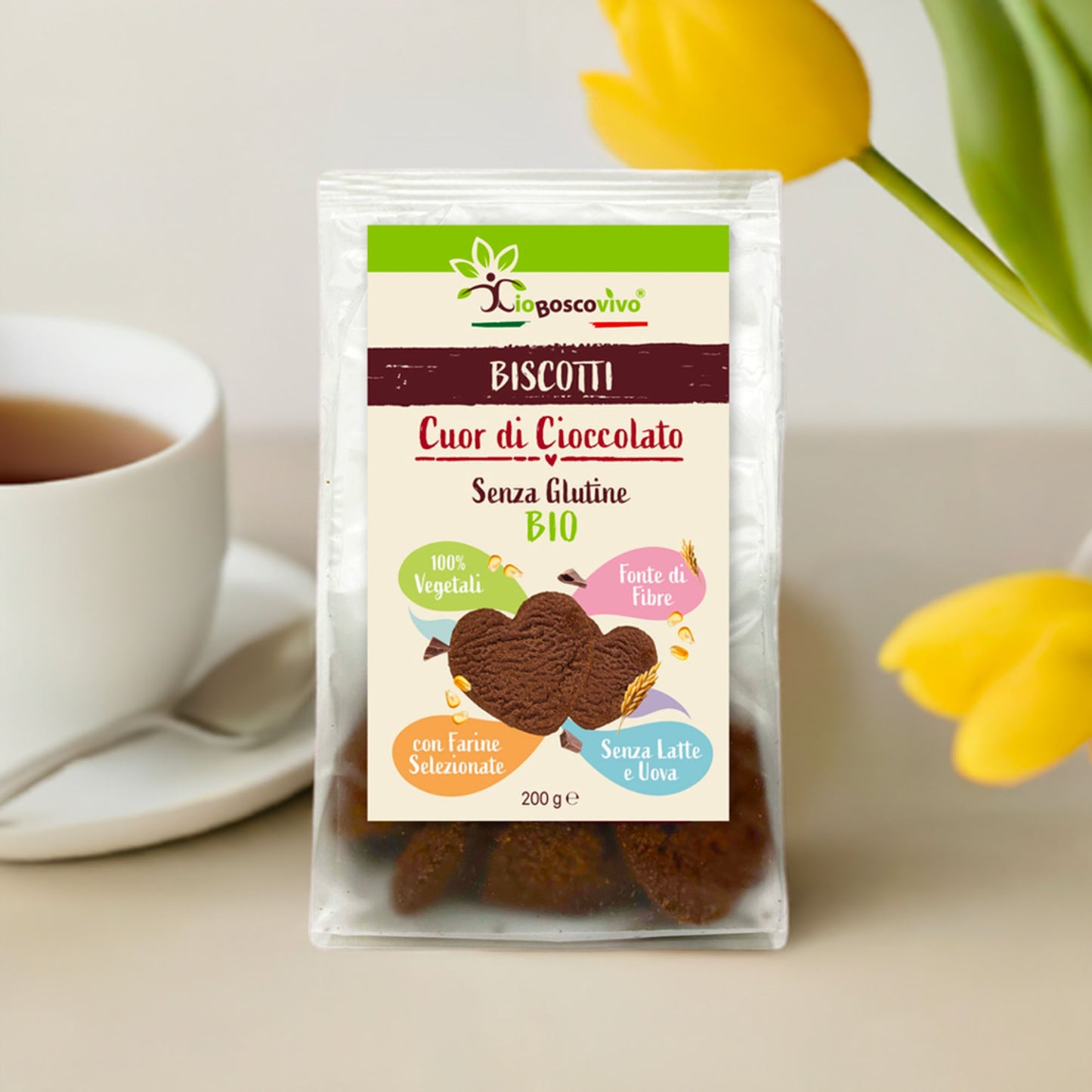 Glutenfreie Kekse mit Kakao und dunklen Schokoladentropfen BIO