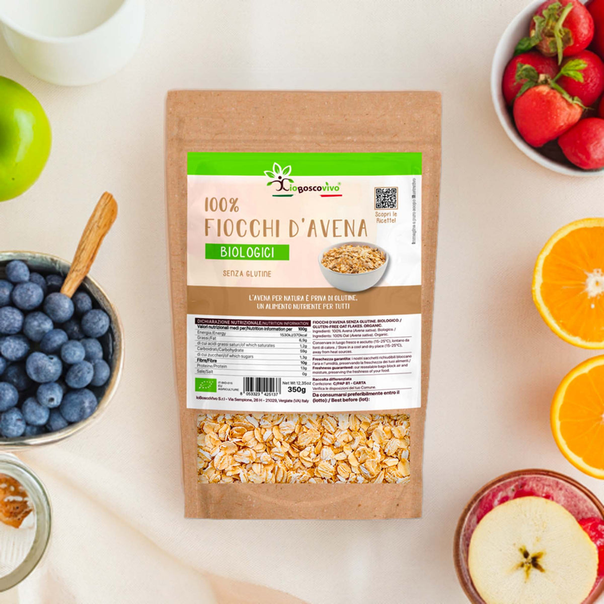 Fiocchi di avena integrali piccoli senza glutine BIO 350g - IoBoscoVivo Srl