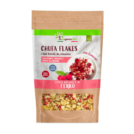 Chufa Flakes al Lampone BIO senza glutine - Fiocchi di chufa e lampone biologico - IoBoscoVivo