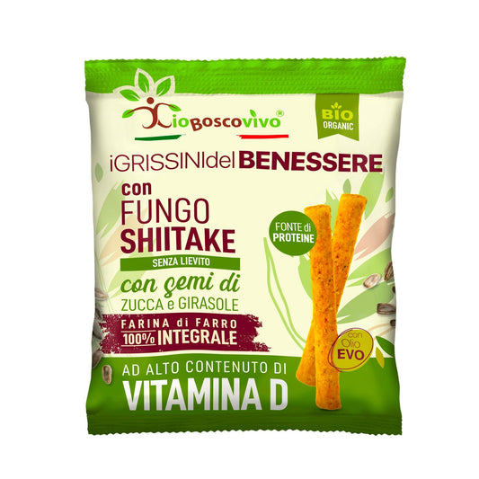 Grissini ai Semi di Zucca e Girasole & Shiitake BIO 50g - IoBoscoVivo Srl