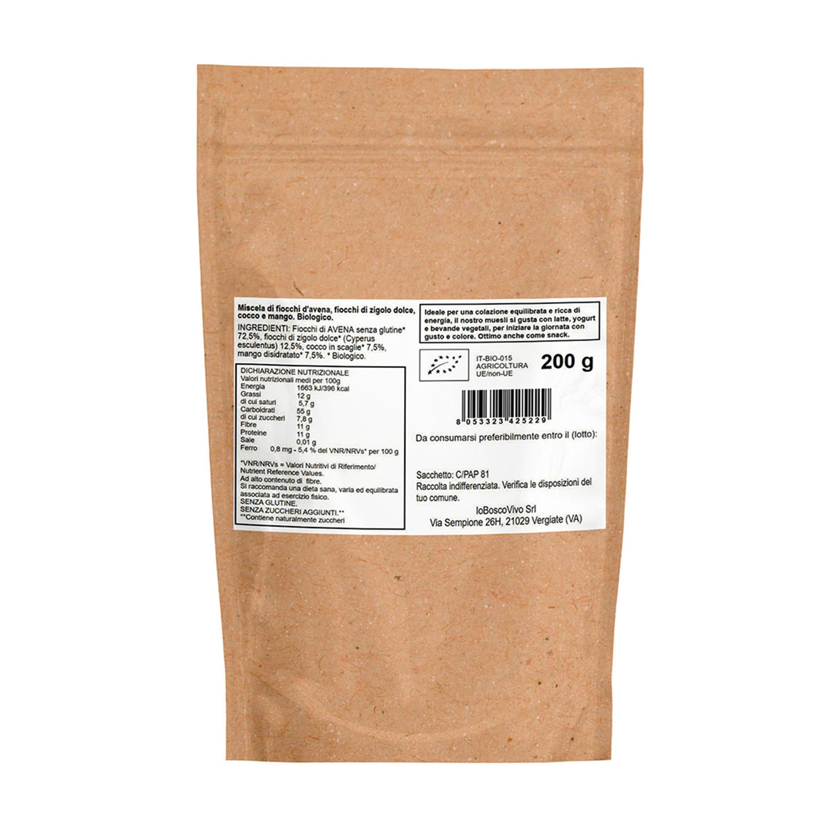 Muesli Croccante Bio Mango e Cocco senza Glutine 200g - IoBoscoVivo Srl