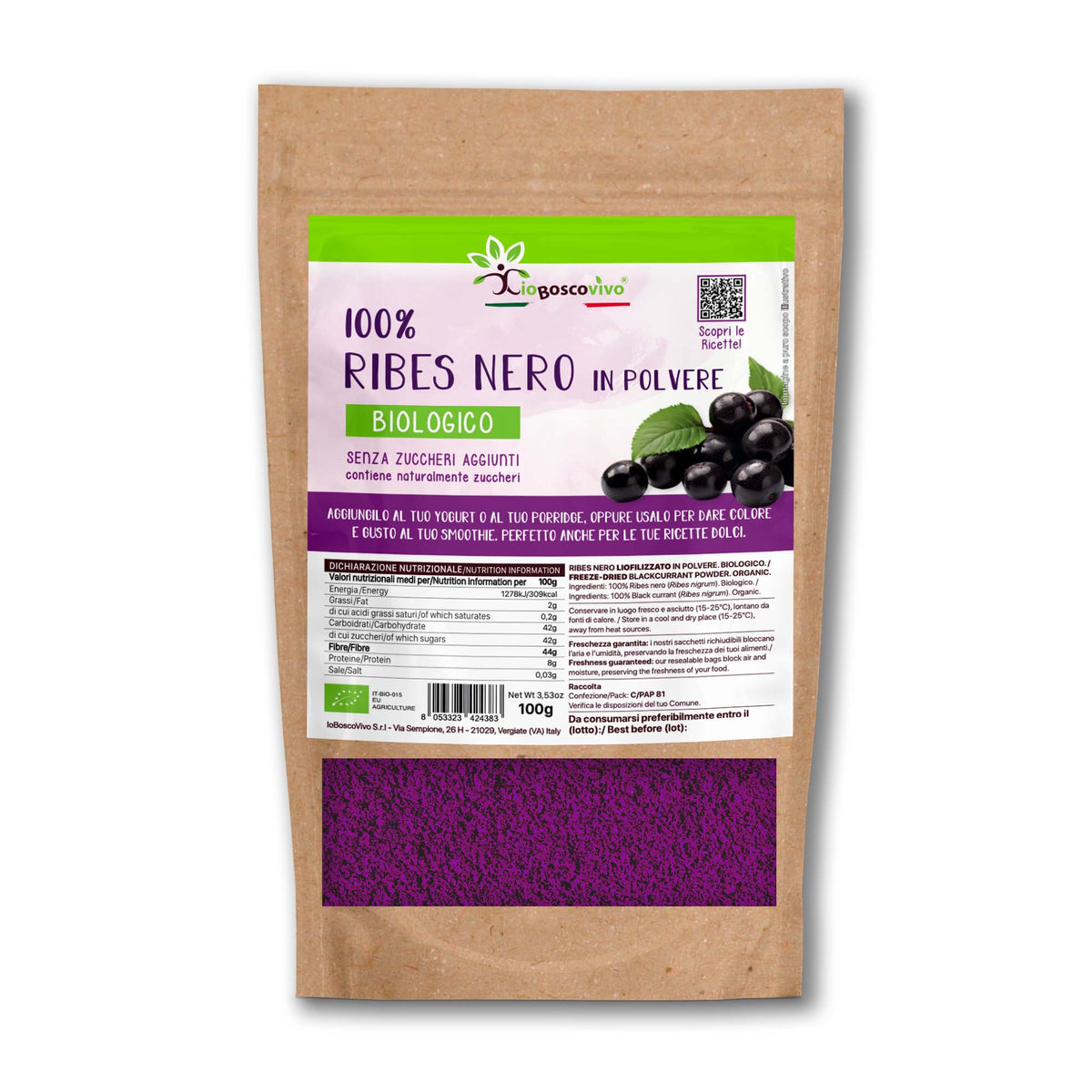 Polvere di Ribes Nero BIO 100% - Superfood in polvere biologico - IoBoscoVivo
