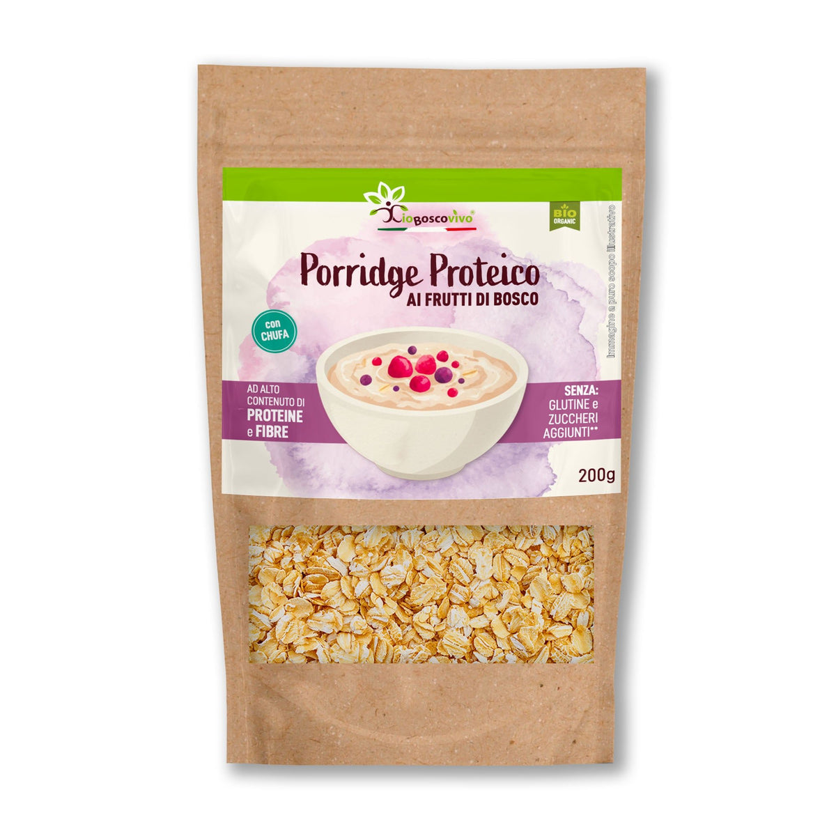 Porridge Proteico BIO Senza Glutine con Chufa, Frutti di Bosco 200g - IoBoscoVivo Srl