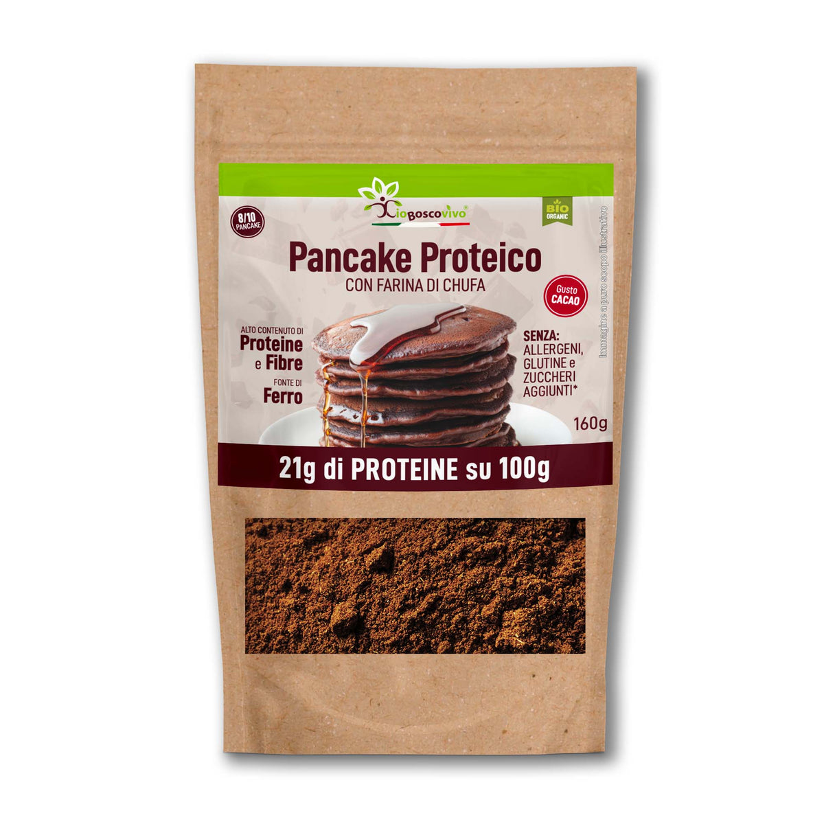 Preparato Bio per Pancake Proteici al Cacao e Chufa Senza Glutine 160g - IoBoscoVivo Srl